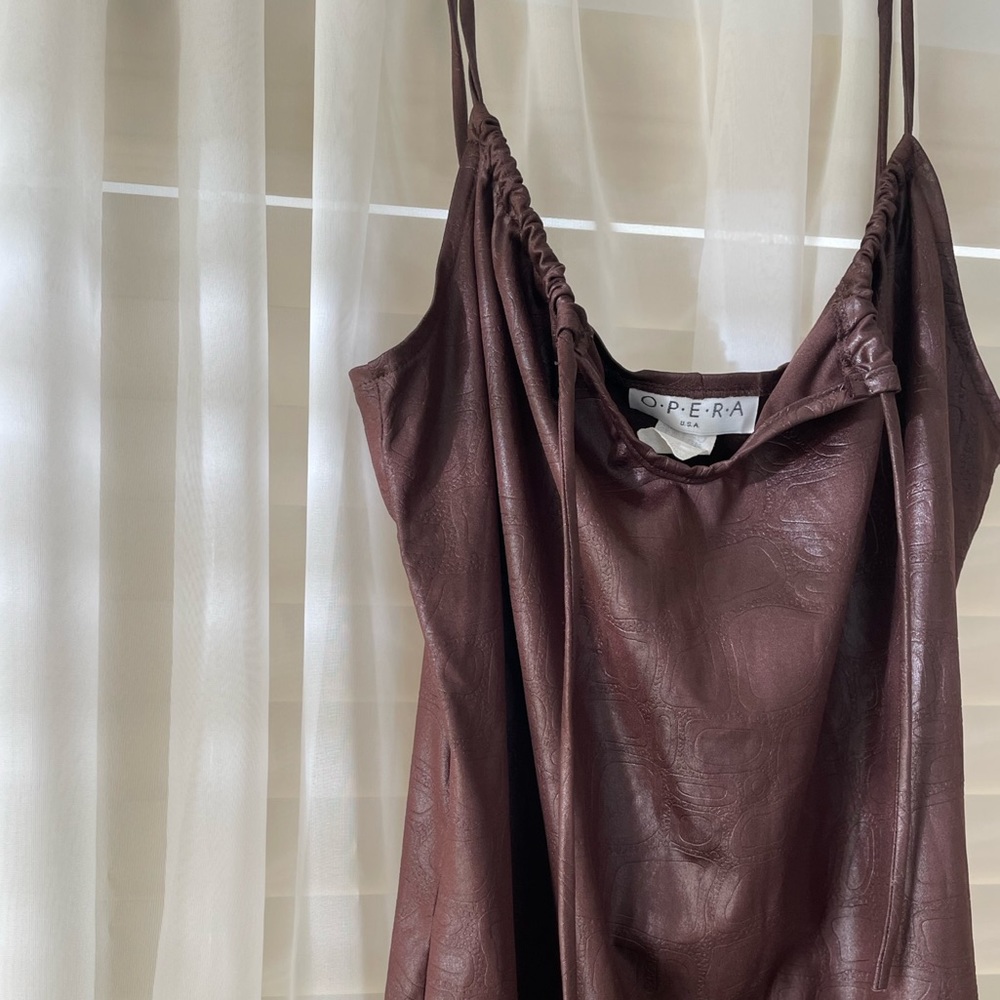 OPERA Made in USA Strappy Front Tie Mini Dress in Brown Size XS - Picture 3 of 7